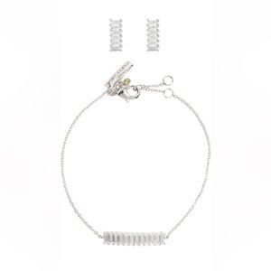 New Kurt Geiger London Silver Tone Earrings & Necklace Set Women's Crystal Luxe